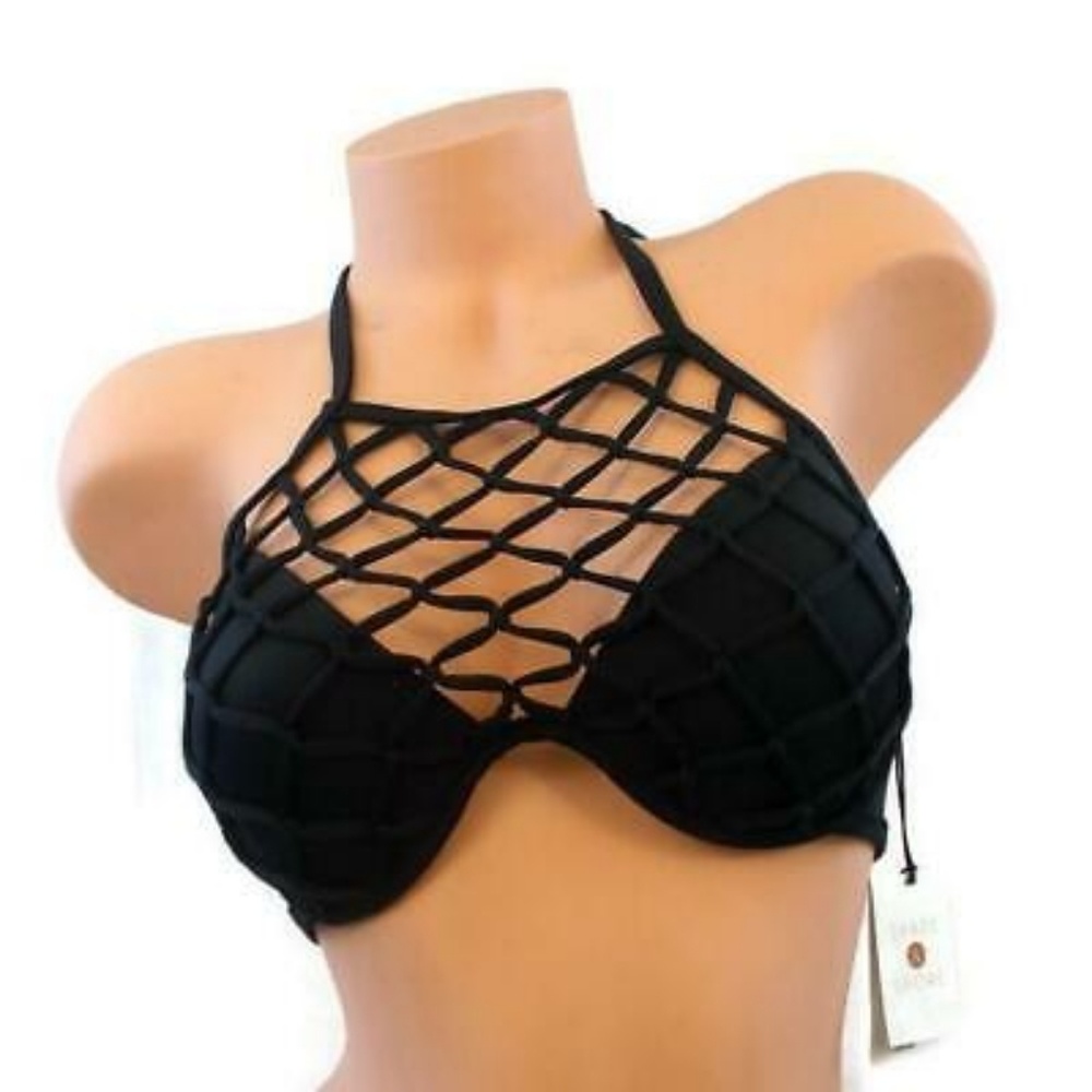 Shade & Shore Black Halter Bikini Top